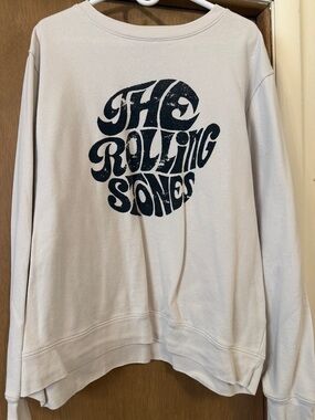 The Rolling Stones Logo Crewneck Sweatshirt - Cream with Black Print XL